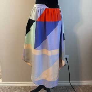 Myne Asymmetrical silk Skirt with Geometric Pattern